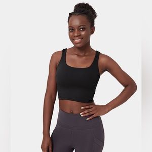 Halara Basic Black Solid U Neck Workout Cropped Tank Top Size 1x NWT